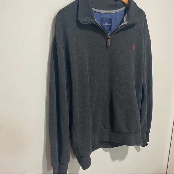 U.S.‎ Polo Assn. Men's Gray Half Zip Up Sweater with Ribbed Cuffs Size XL - Picture 6 of 13